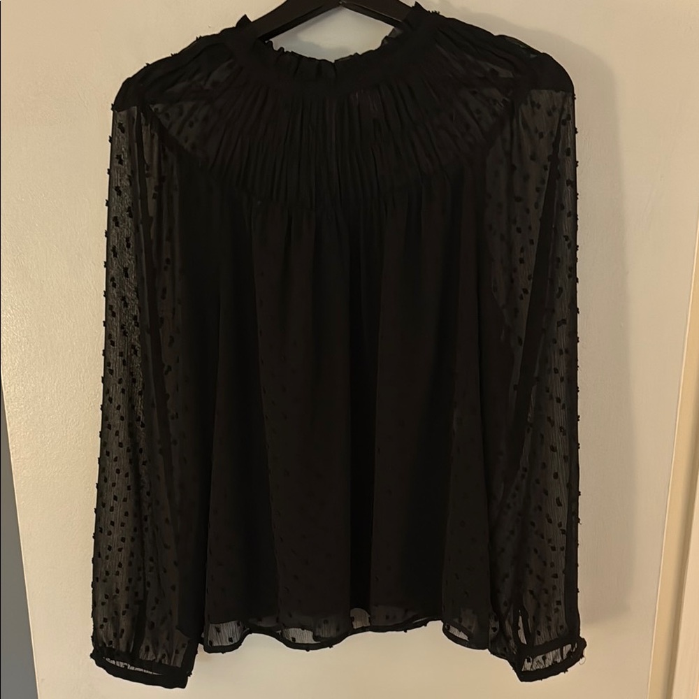 Elegant Black Semi-Sheer Women's Top